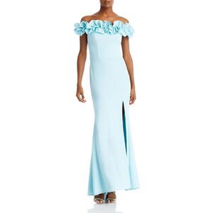 NWT Aqua brand Light Blue Off-Shoulder Ruffle Prom Dress / Gown
